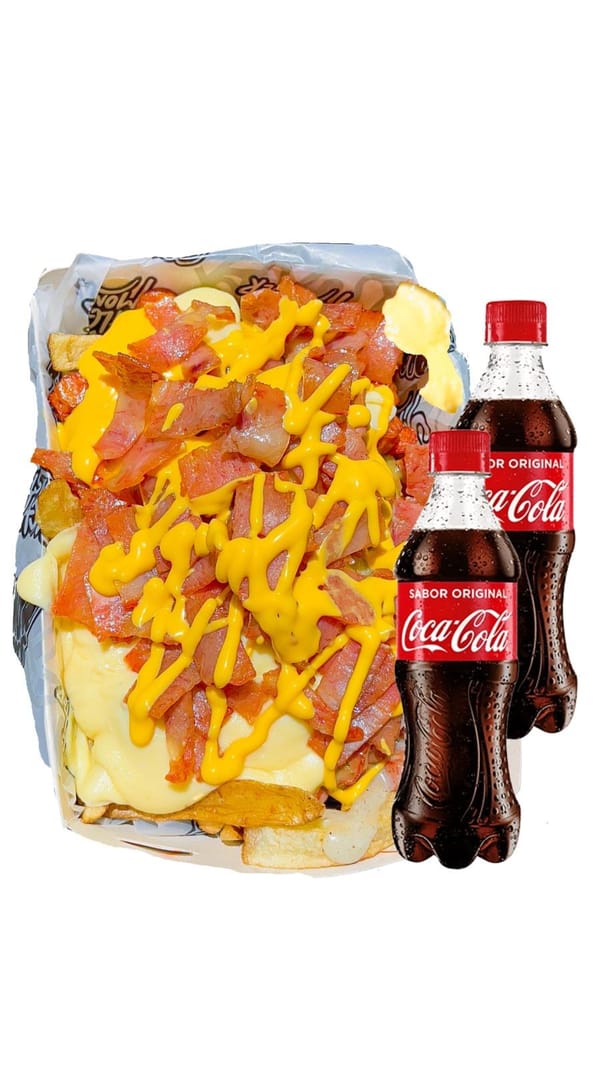 Salchipapa BaconMonster para 2 personas con bebida | Salchimonster