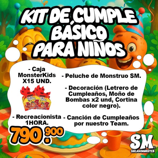 Kit cumpleaños básico para 15 niños | Salchimonster