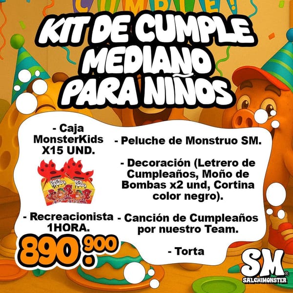 Kit cumpleaños mediano para 15 niños | Salchimonster