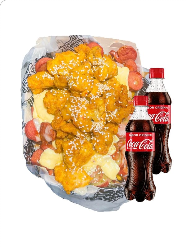 Salchipapa PolliMonster para 2 personas con bebida | Salchimonster