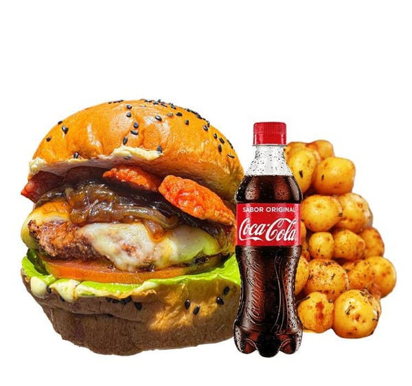 Combo hamburguesa Burgermonster con papas y bebida | Salchimonster