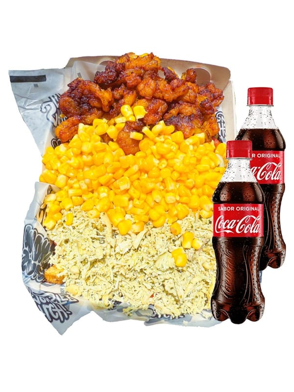 Salchipapa Mata Hambre para 2 personas con bebida | Salchimonster