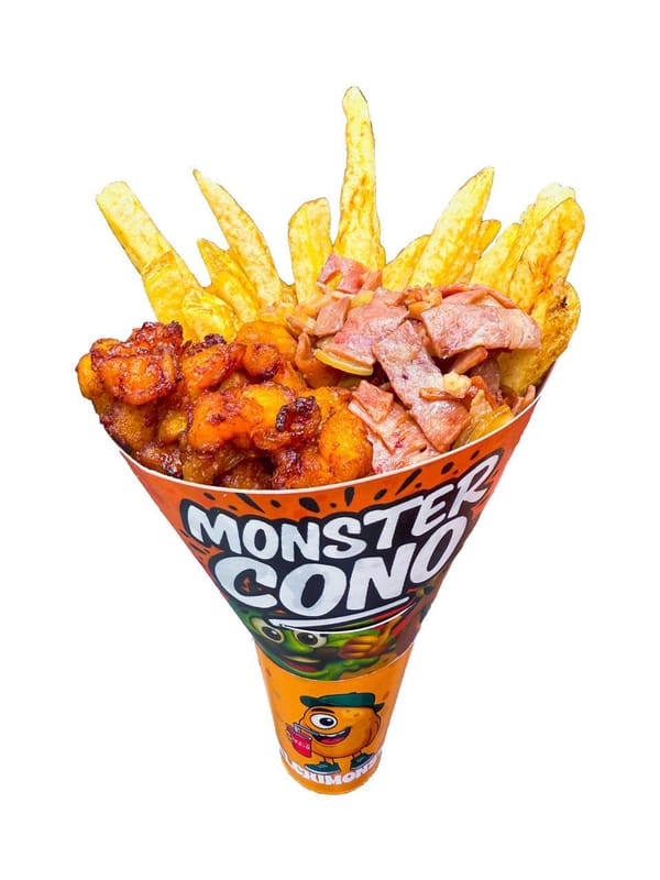 Salchipapa cono Samba con bebida | Salchimonster